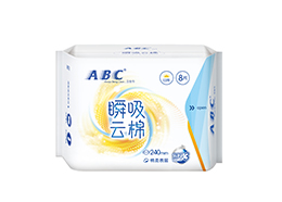 ABC日用纖薄棉柔表層衛(wèi)生巾(瞬吸雲棉)240mm 8片